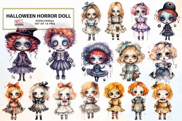 Download Halloween Horror Doll Watercolor Clipart - Horror Collection