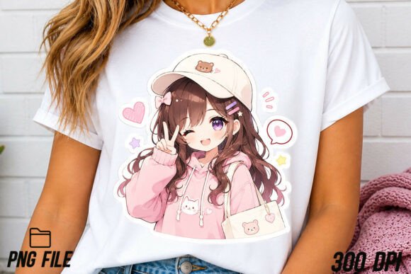 Download Cute Anime Girl Sticker PNG Sublimation - Sublimation Collection