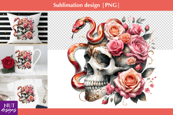 Download Floral Skull Png Snake Skull Sublimation - Sublimation Collection