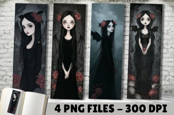 Download Gothic Doll Horror Rose Wings Bookmark - Horror Collection
