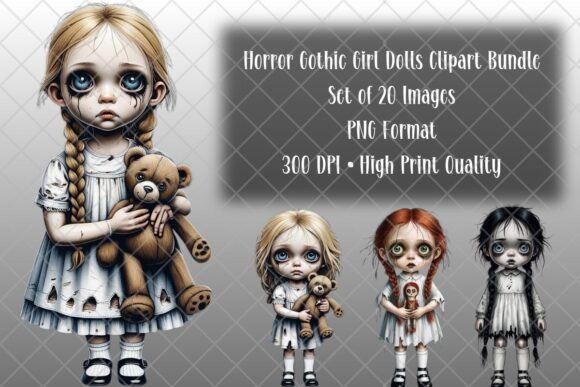 Download Horror Gothic Dolls Clipart Bundle - Horror Collection
