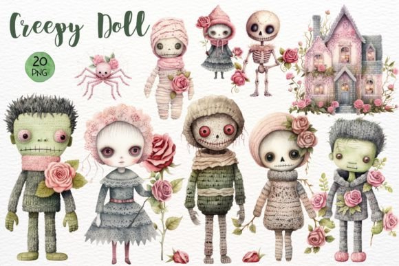 Download Creepy Doll Watercolor Sublimation - Sublimation Collection