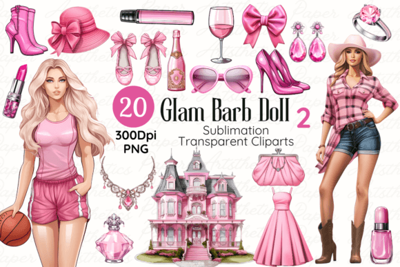 Download Glam Barbi-e Doll Sublimation Cliparts - Sublimation Collection